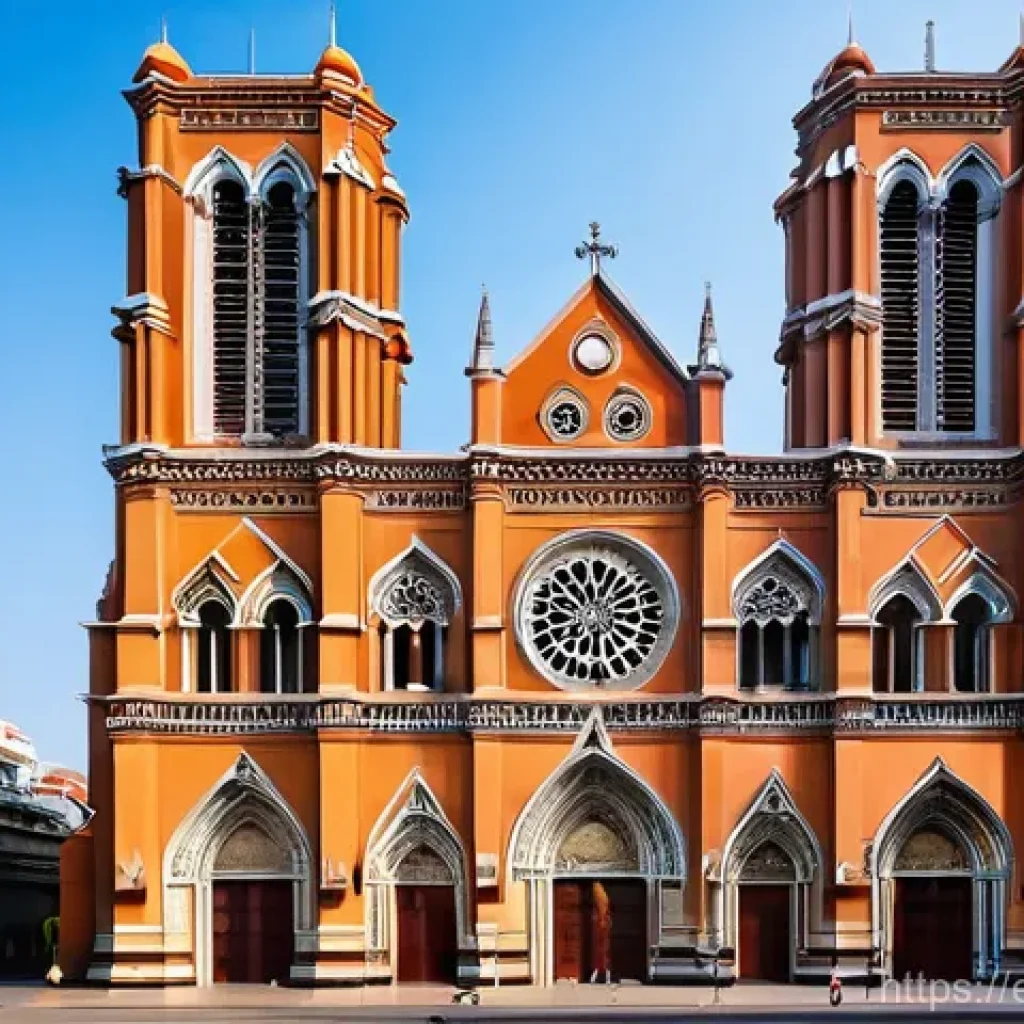 베트남 호치민 대성당 - **"A grand, imposing architectural shot of the Notre Dame Cathedral of Saigon, standing majestically...