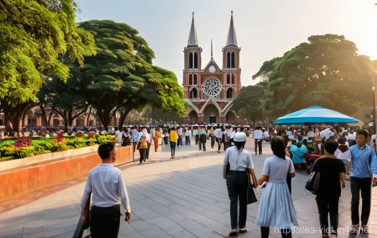 베트남 호치민 대성당 - **"A grand, imposing architectural shot of the Notre Dame Cathedral of Saigon, standing majestically...