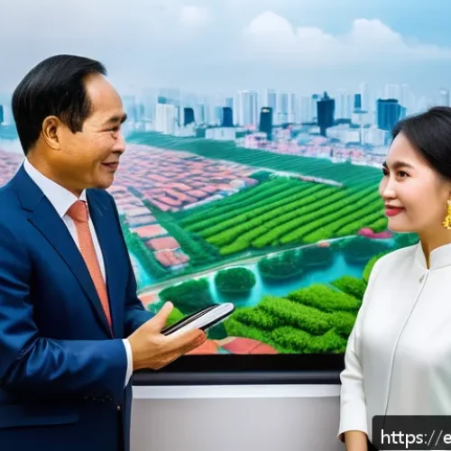 베트남 투자 주의점 - A professional business meeting scene in Vietnam’s modern office setting, showcasing diverse Vietnam...