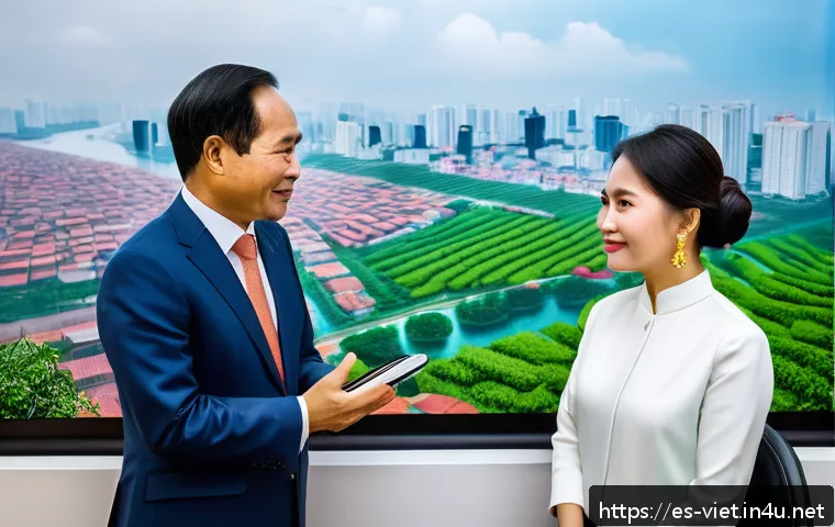 베트남 투자 주의점 - A professional business meeting scene in Vietnam’s modern office setting, showcasing diverse Vietnam...